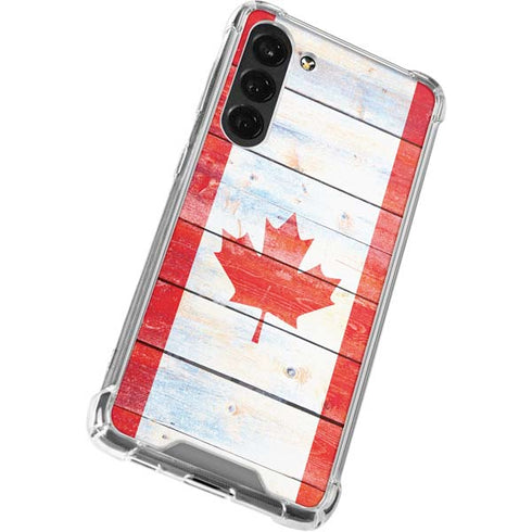 Canada Flag Light Wood Galaxy S24 FE Clear Case